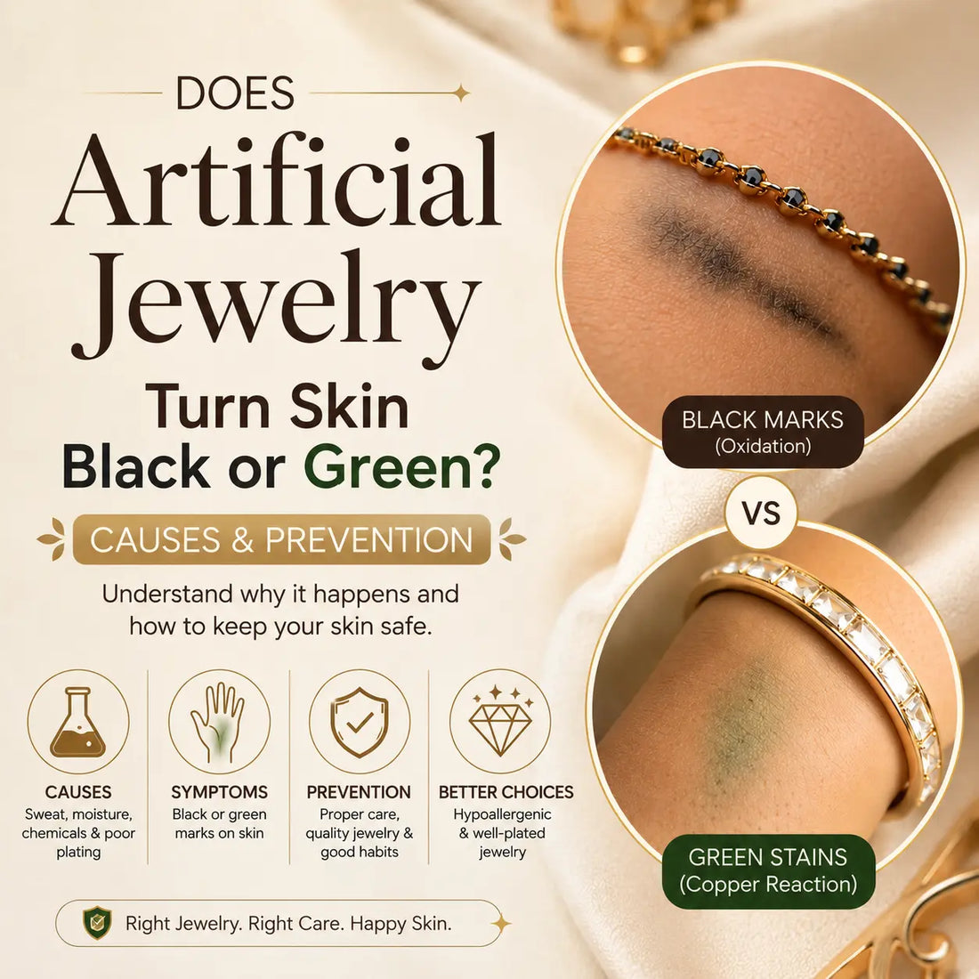 Does Artificial Jewelry Turn Skin Black or Green? Causes & Prevention