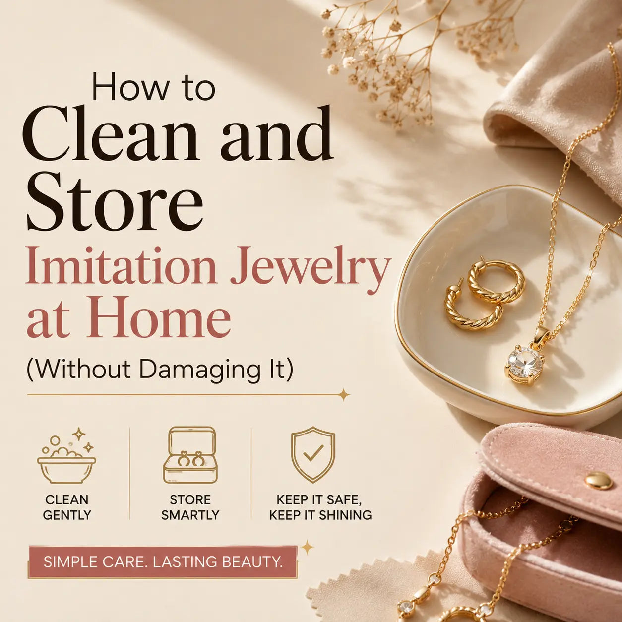 How to Clean and Store Imitation Jewelry at Home (Without Damaging It)