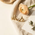Rushvi Tri Curve Dn Gold Plated Geometric Stud Earrings for Women