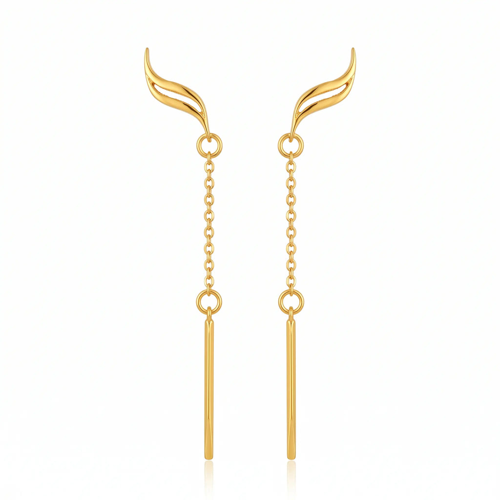 Rushvi Fluid Wave Chain Drop Gold Plated Geometric Earrings
