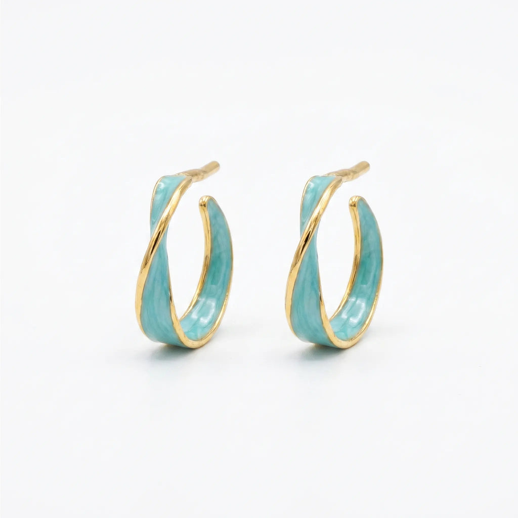 Rushvi Twist Enamel Gold Plated Hoop Earrings for Everyday Wear