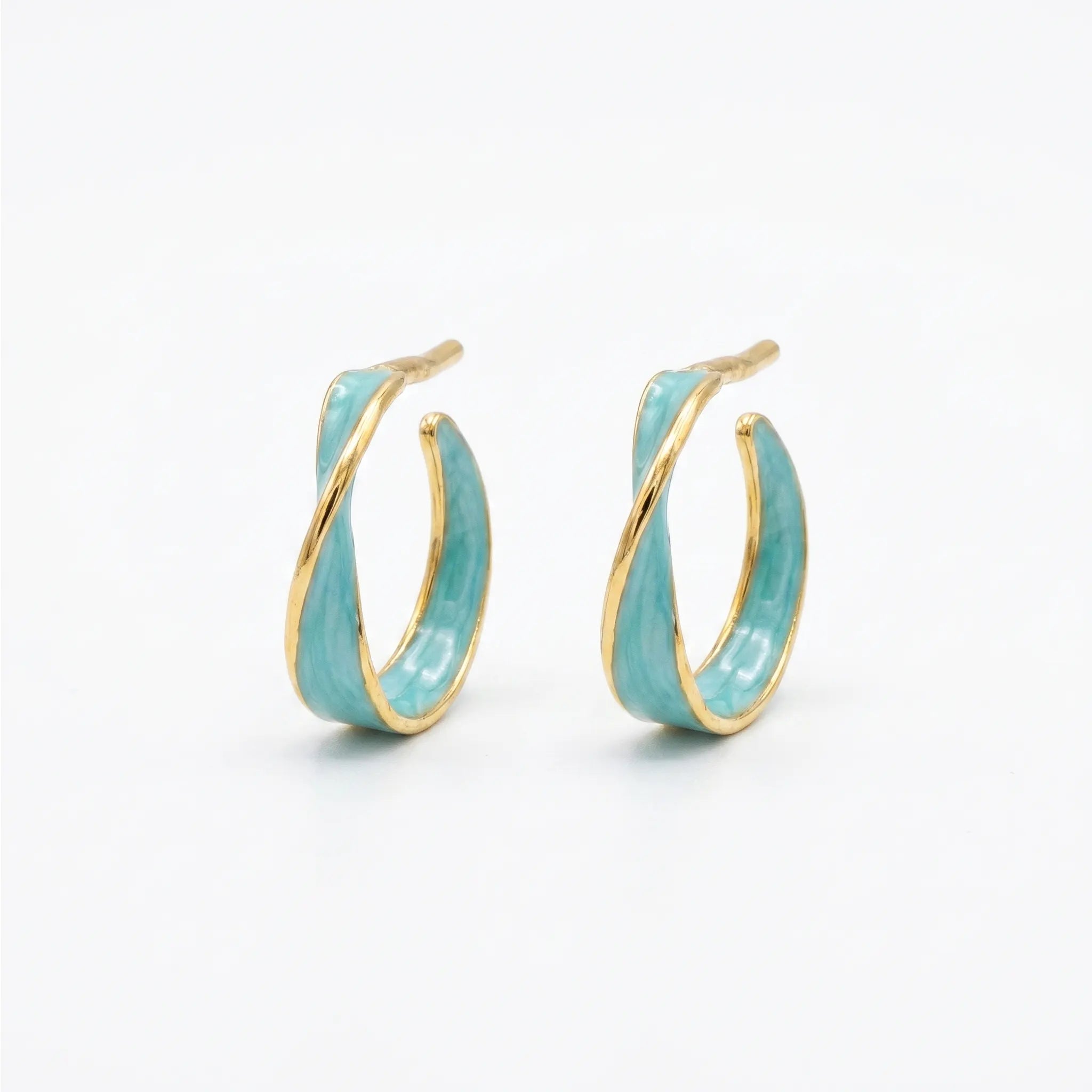 Rushvi Twist Enamel Gold Plated Hoop Earrings for Everyday Wear