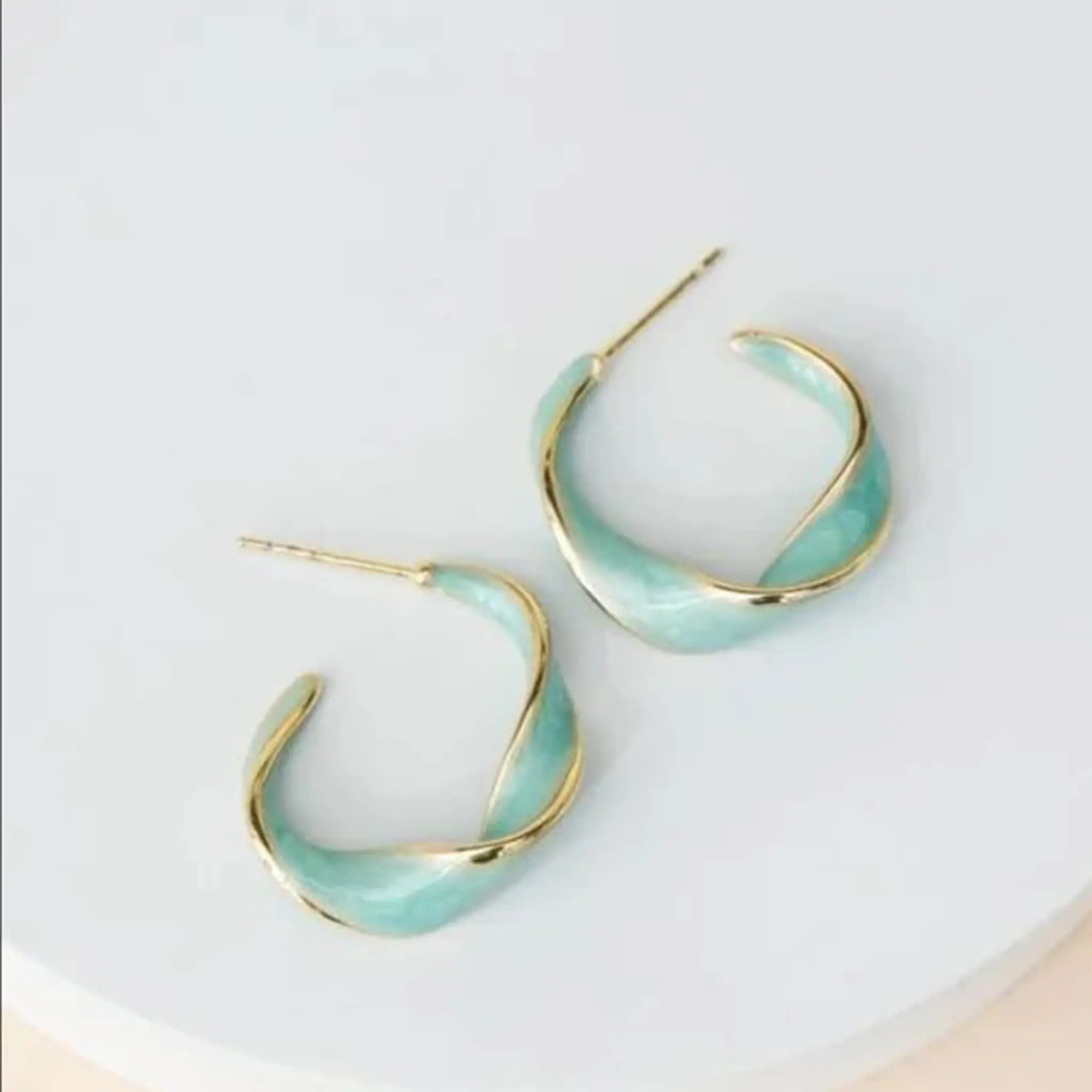 Rushvi Twist Enamel Gold Plated Hoop Earrings for Everyday Wear