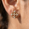 Rushvi Nexus Gold Plated CZ Snowflake Stud Earrings for Women