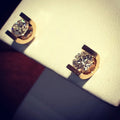 Rushvi U Shape Gold Plated CZ Solitaire Stud Earrings for Women