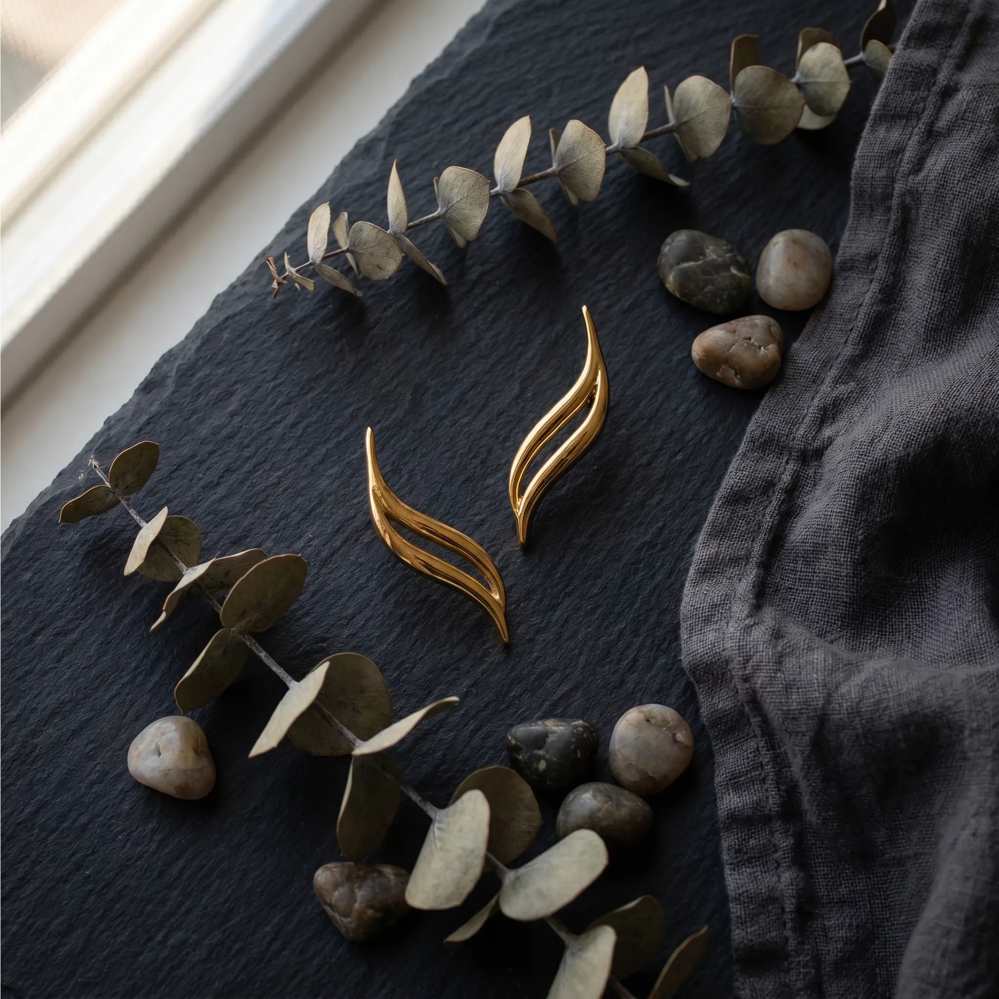 Rushvi Flow Gold Plated Wave Climber Stud Earrings for Women