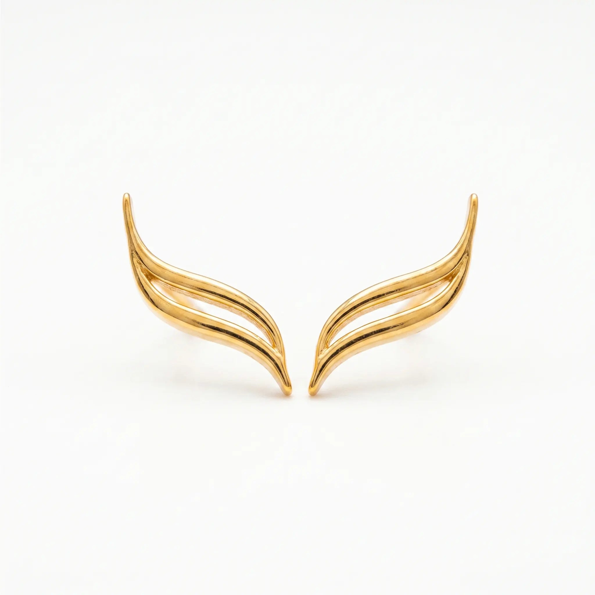 Rushvi Flow Gold Plated Wave Climber Stud Earrings for Women