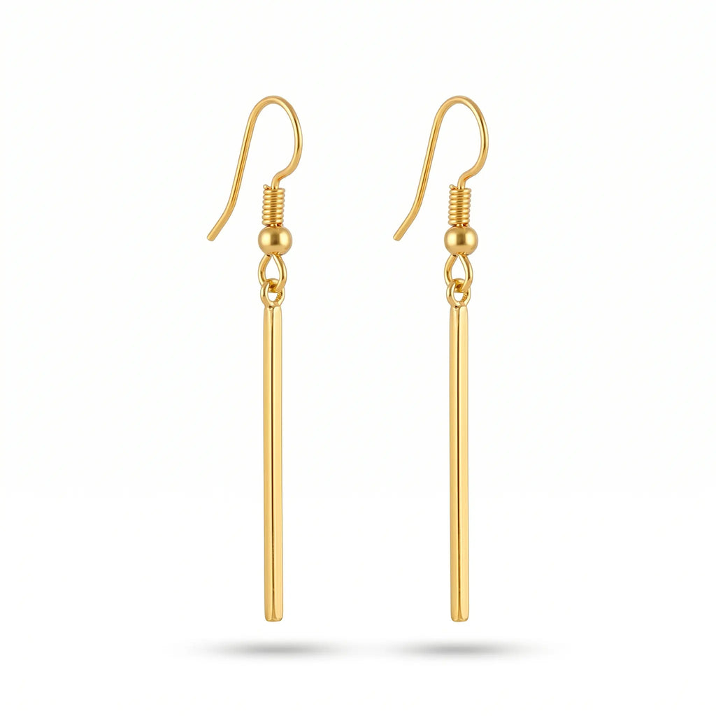 Rushvi Bar Drop Gold Plated Minimalist Dangle Earrings for Women