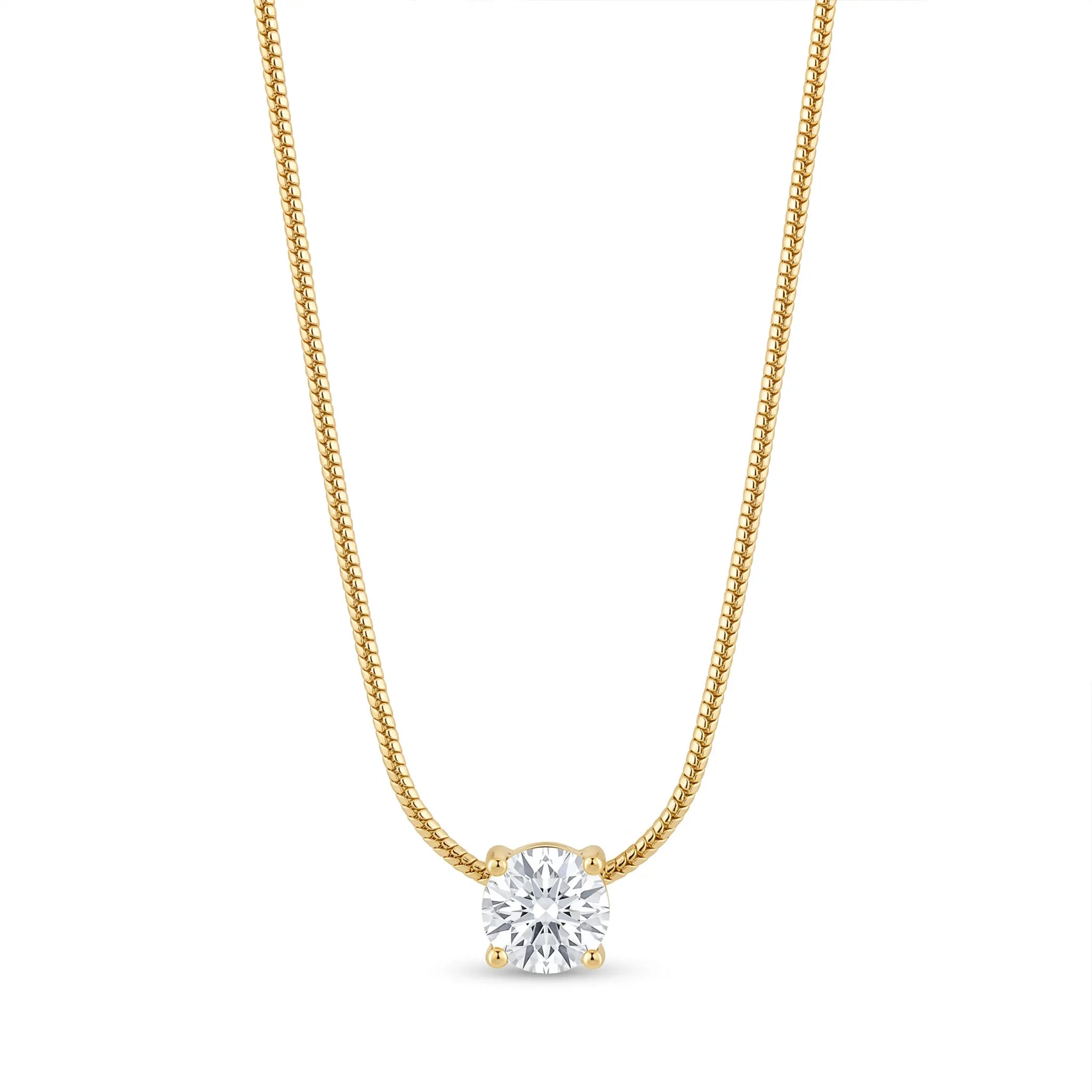 Rushvi 5MM Round Brilliant CZ Gold Plated Solitaire Necklace