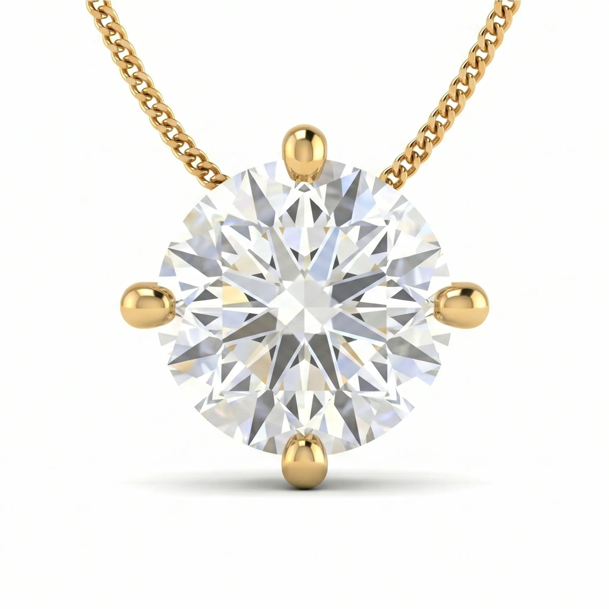 Rushvi 8MM Round Brilliant CZ Gold Plated Classic Solitaire Necklace