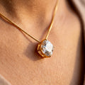 Rushvi 10MM Cushion Cut CZ Gold Plated Solitaire Pendant