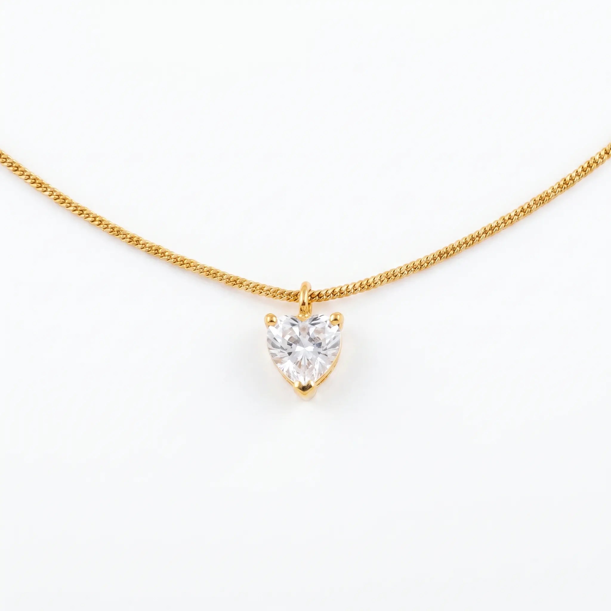 Rushvi 8MM Heart Shaped CZ Gold Plated Solitaire Pendant